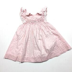 Luli & Me Dress Baby Girls Size 6m Blush Pink Butterfly Smocked Sundress